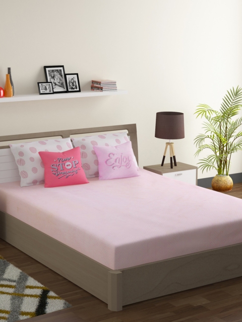 

SWAYAM Pink Abstract 210 TC Cotton 1 King Bedsheet with 2 Pillow Covers