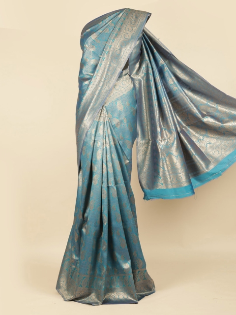 

Pothys Blue Woven Design Jute Silk Saree
