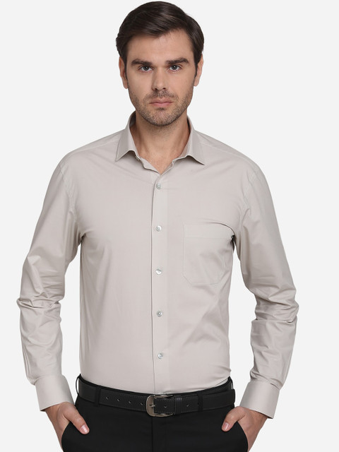 

METAL Men Grey Slim Fit 100% Cotton Solid Formal Shirt