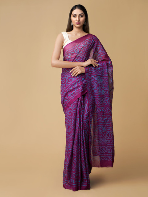 

Unnati Silks Purple Pure Chiffon Printed Bandhani Saree