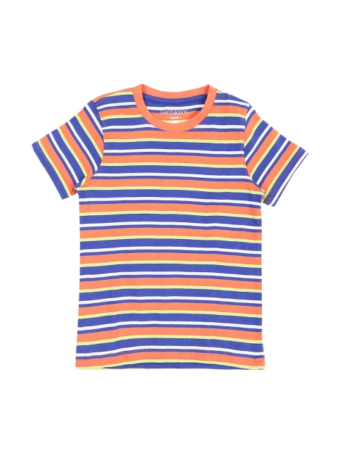 

Pantaloons Junior Boys Orange Striped Round Neck Pure Cotton T-shirt