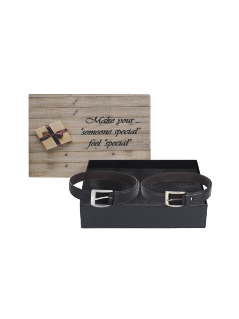 

LONDON FASHION hob Men Pack Of 2 Belts, Black