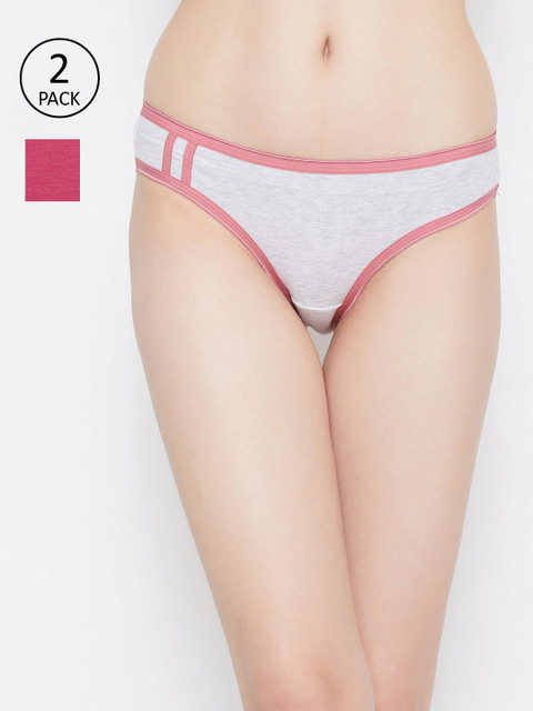 

Clovia Women Pack Of 2 Bikini Briefs COMPNC976, Pink