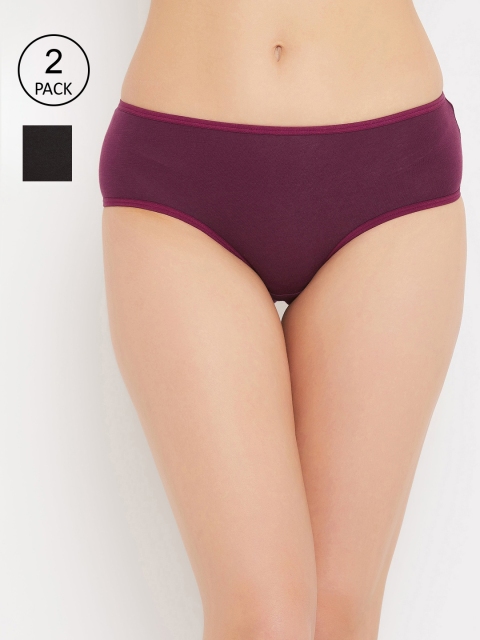 

Clovia Women Pack Of 2 Hipster Briefs COMPNC967, Black
