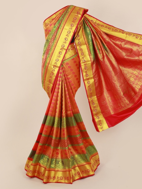 

Pothys Pink & Gold-Toned Pure Silk Woven Design Kanjeevaram Saree
