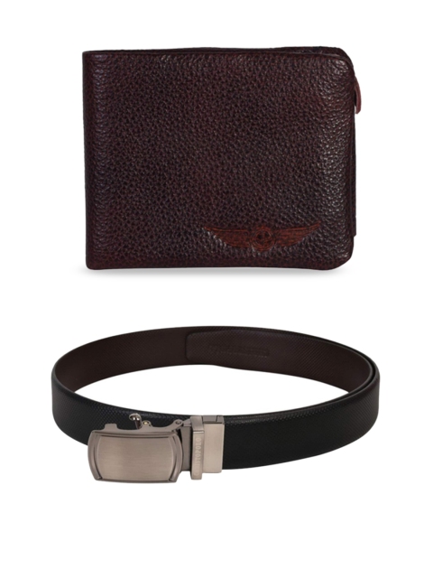 

CHRISTOPOLO Men Leather Wallet & Reversible Belt Accessory Gift Set, Black
