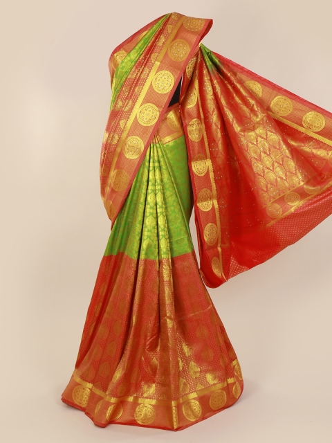 

Pothys Green Pure Silk Woven Design Kanjeevaram Saree