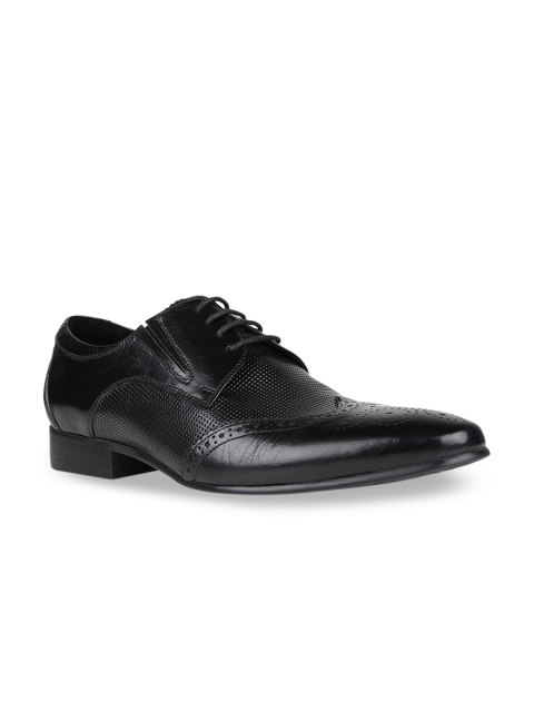 Regal Men Black Textured Leather Formal Derbys
