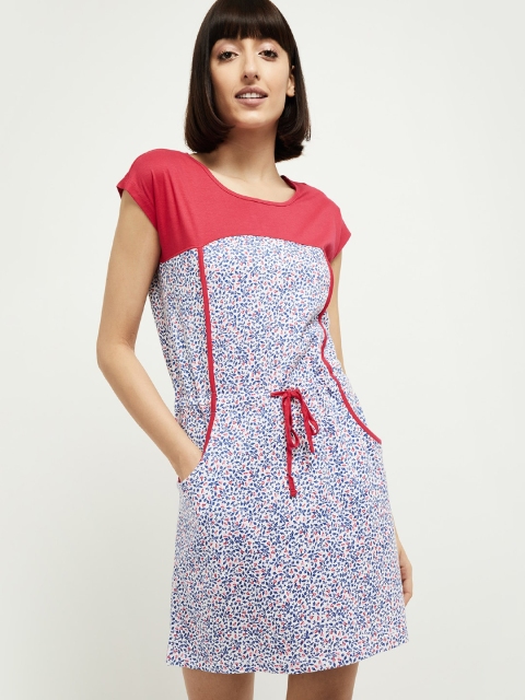 

max Women White & Red Printed Nightsuit