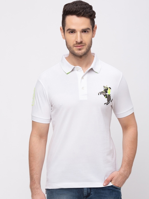 

GIORDANO Men White Solid Polo Collar T-shirt