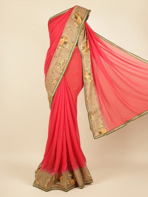 

Pothys Coral Solid Poly Georgette Saree