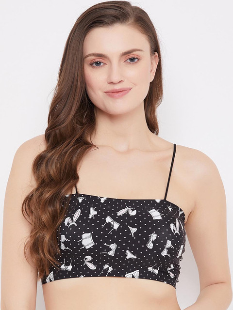 

SECRETS BY ZEROKAATA Black Printed Non-Wired Lightly Padded Workout Bra SZBLNGP8738