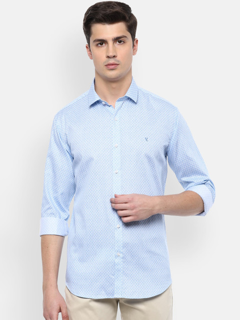 

V Dot Men Blue Slim Fit Printed Casual Shirt
