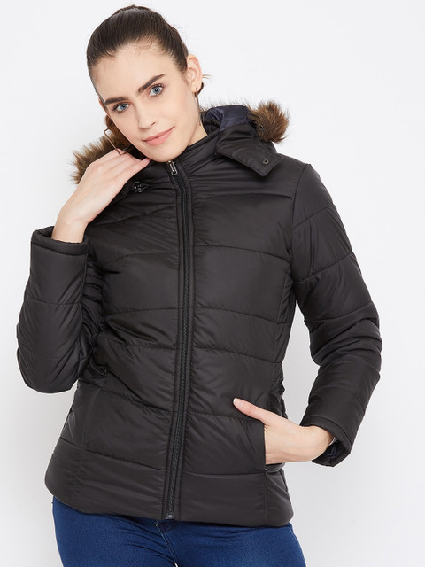 

Okane Women Black Solid Padded Jacket