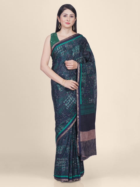

Kasat Navy Blue Poly Crepe Printed Banarasi Saree