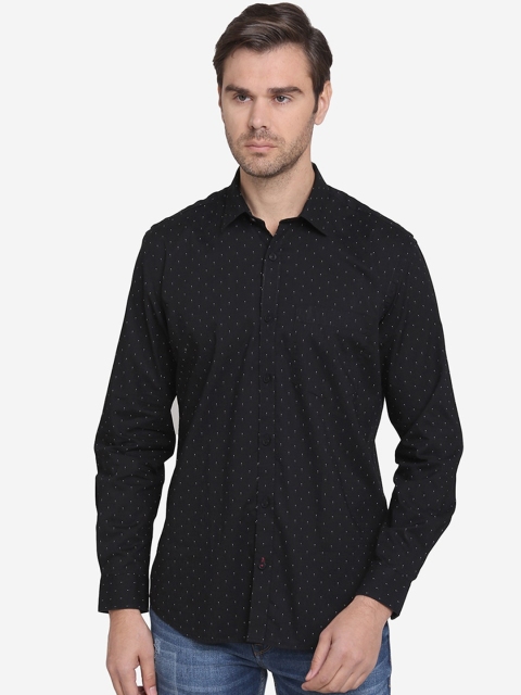 

JADE BLUE Men Black Slim Fit Printed Casual Shirt