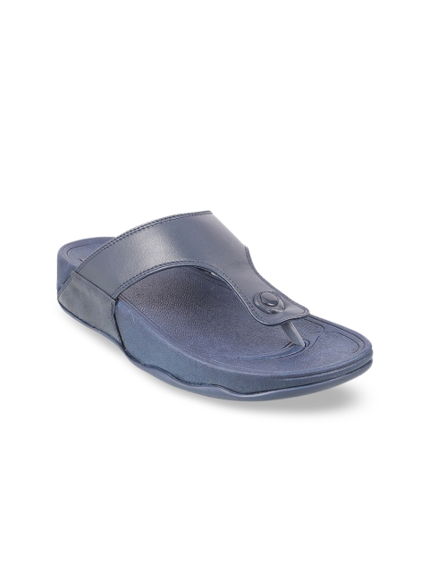 

Mochi Men Blue Solid Leather Comfort Sandals