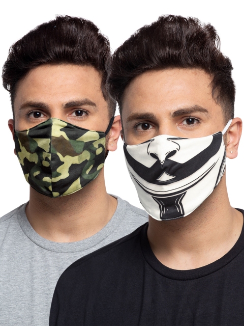 

TREEMODA Men Pack Of 2 3-Ply Reusable Cloth Face Mask, Green