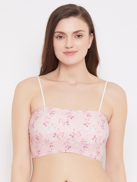 

SECRETS BY ZEROKAATA Peach-Coloured Printed Non-Wired Lightly Padded Bra SZPDEERP8738