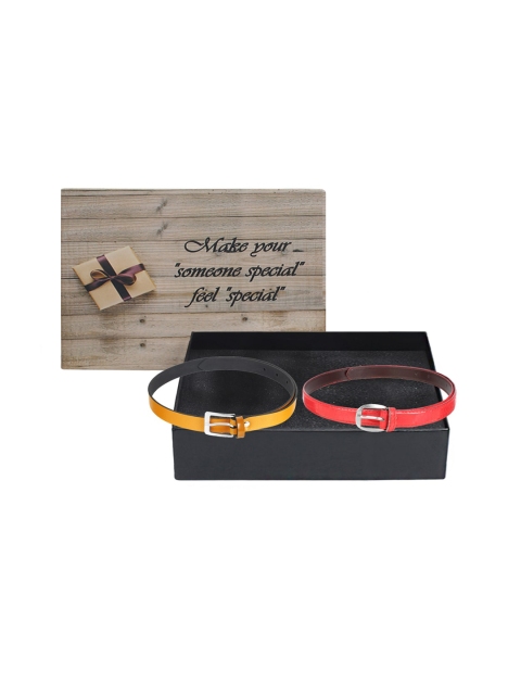 

LONDON FASHION hob Women Set Of 2 Belt Accessory Gift Set, Tan