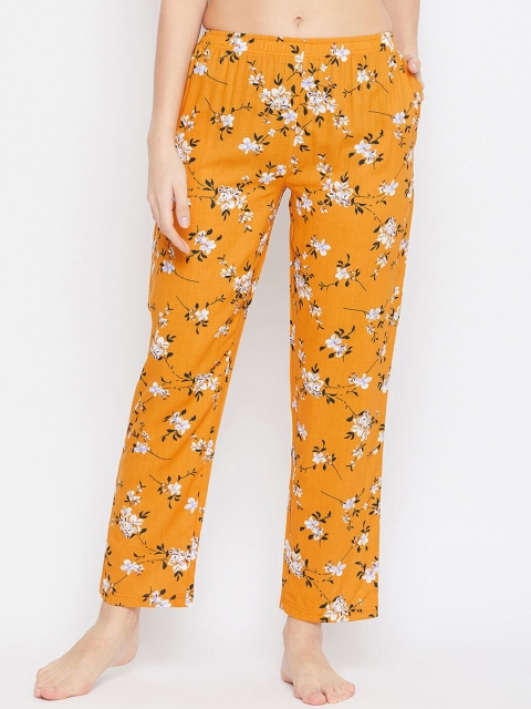 

Clovia Women Mustard Yellow & Black Floral Printed Lounge Pants