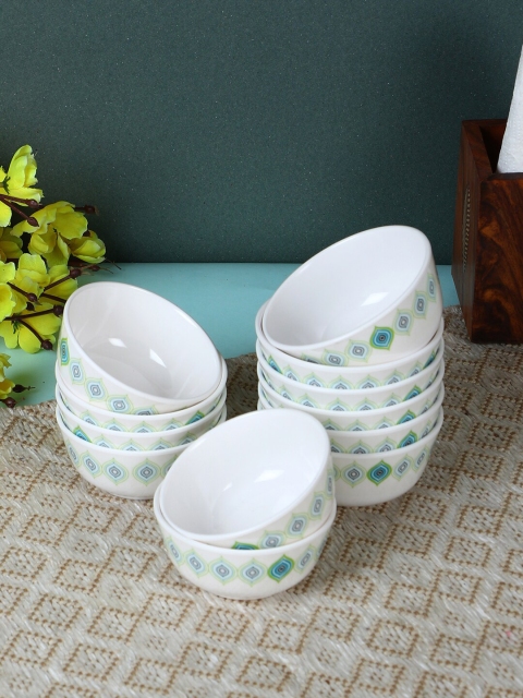 

Servewell White & Green 12 Pcs Melamine Bowl Set