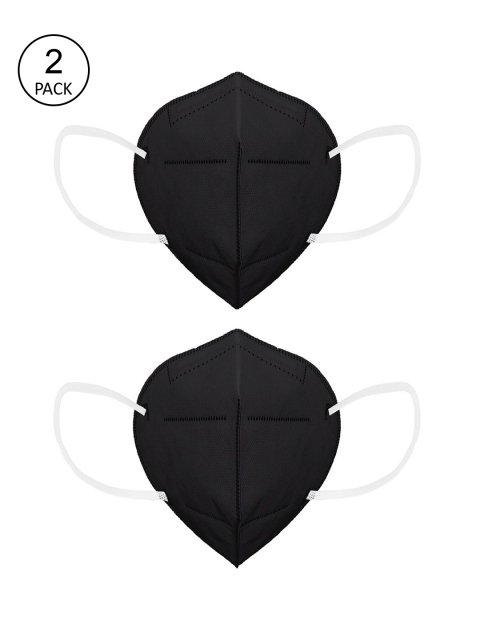 

OOMPH Unisex Pack Of 2 Black Solid 5-Ply Reusable KN95 Protective Masks