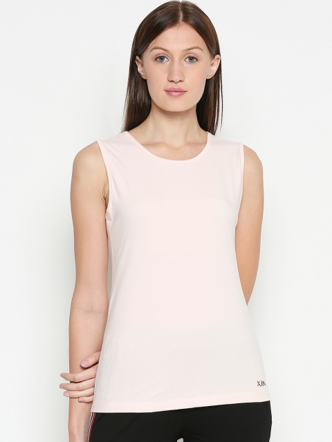 

XIN Women Pink Solid Round Neck T-shirt