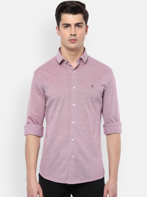 

V Dot Men Mauve Slim Fit Self Design Cotton Casual Shirt