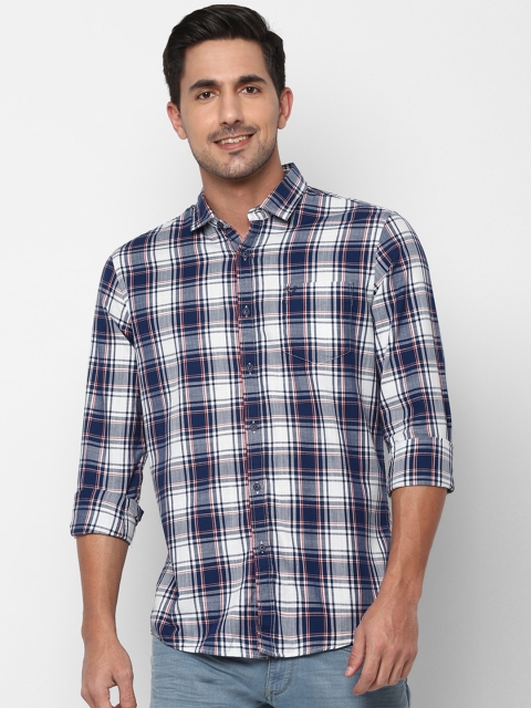 

Allen Solly Sport Men Navy Blue & White Regular Fit Checked Cotton Casual Shirt
