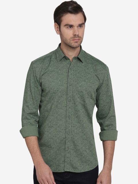 JADE BLUE Men Green Slim Fit Printed Casual Shirt
