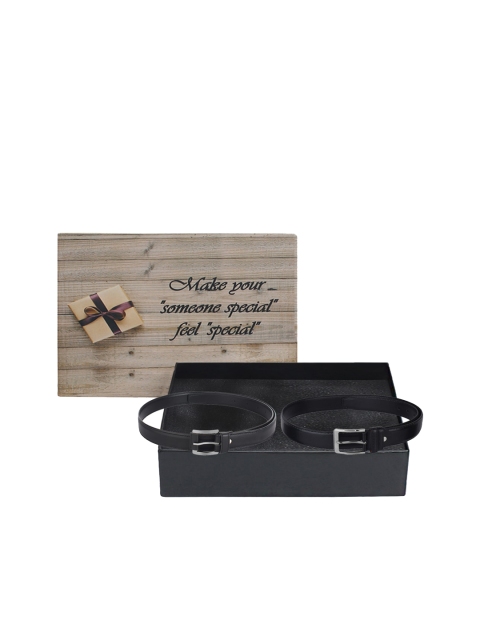 

LONDON FASHION hob Men Pack Of 2 Black Belts Accessory Gift Set