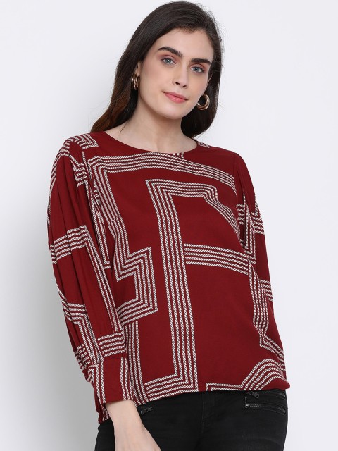 

Oxolloxo Women Maroon Printed A-Line Top