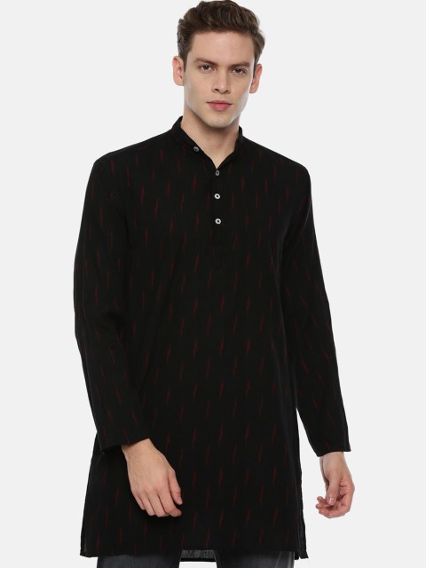 

ROLLER FASHIONS Men Black Printed Cotton Straight Kurta