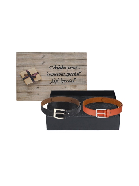 

LONDON FASHION hob Men Pack of 2 Belts, Black