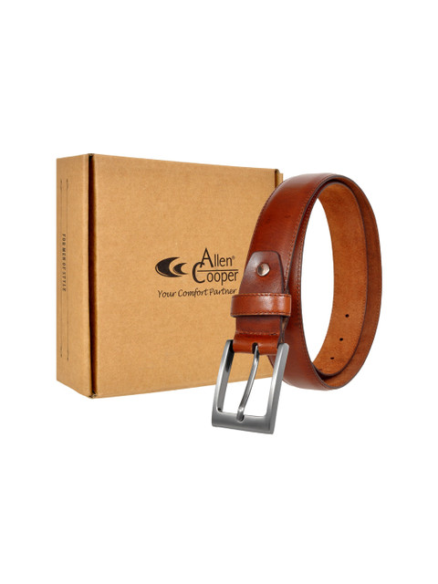 

Allen Cooper Men Brown Solid Leather Belt