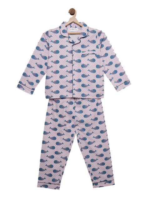 

Fluffalump Kids Lavender Printed Night suit