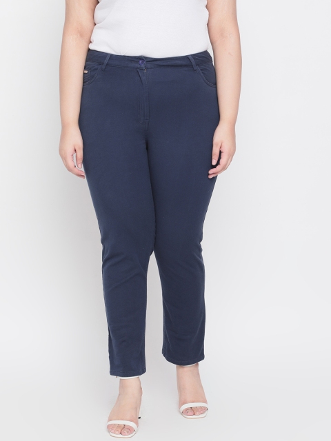 

Amydus Women Navy Blue Flared Solid Regular Trousers