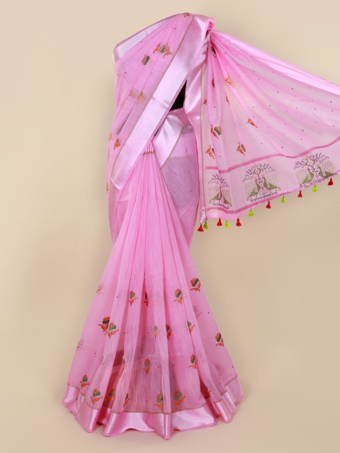

Pothys Pink Embroidered Pure Cotton Saree