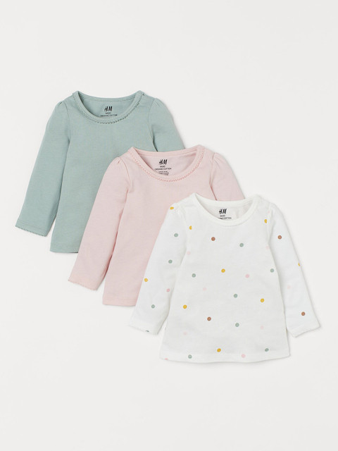 

H&M Kids 3-Pack Cotton Tops, White