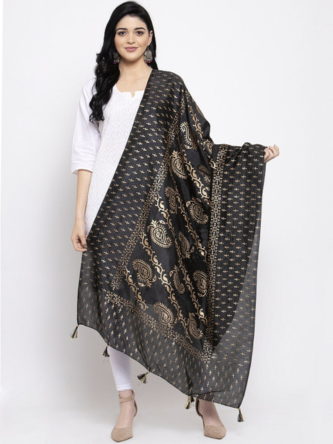 

Clora Creation Women Black & Gold Printed Silk Dupatta