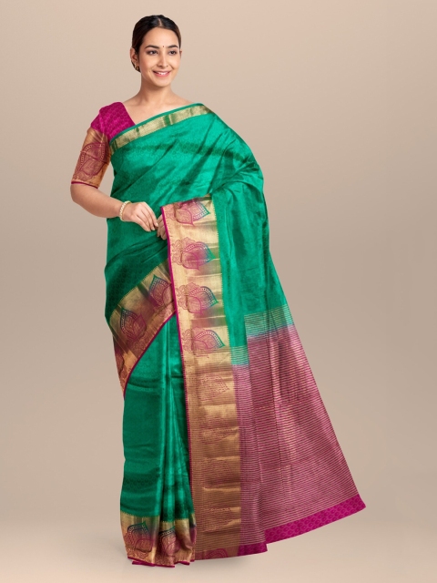 

KLM Fashion Mall Green Woven Design Organza Saree