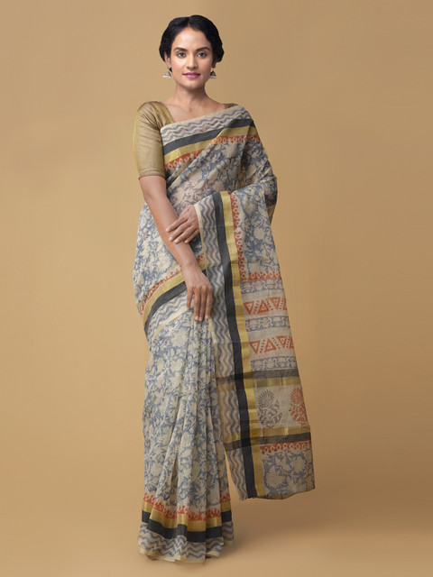 

Unnati Silks Blue Pure Cotton Printed Kota Saree