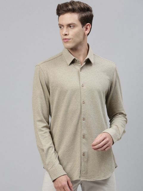 

RARE RABBIT Men Beige Tailored Fit Solid Casual Shirt