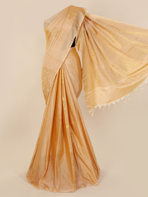 

Pothys Cream-Coloured Silk Cotton Woven Design Kanjeevaram Saree with Jhalar Pallu