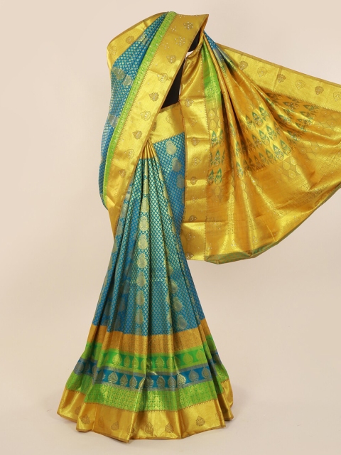 

Pothys Blue Pure Silk Woven Design Kanjeevaram Saree