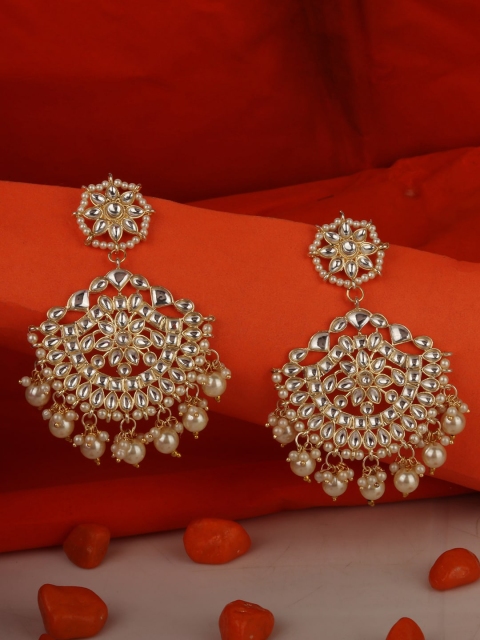 

ANIKAS CREATION Gold-Toned & Gold-Toned Contemporary Chandbalis