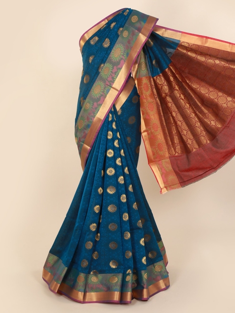 

Pothys Blue Woven Design Silk Cotton Saree
