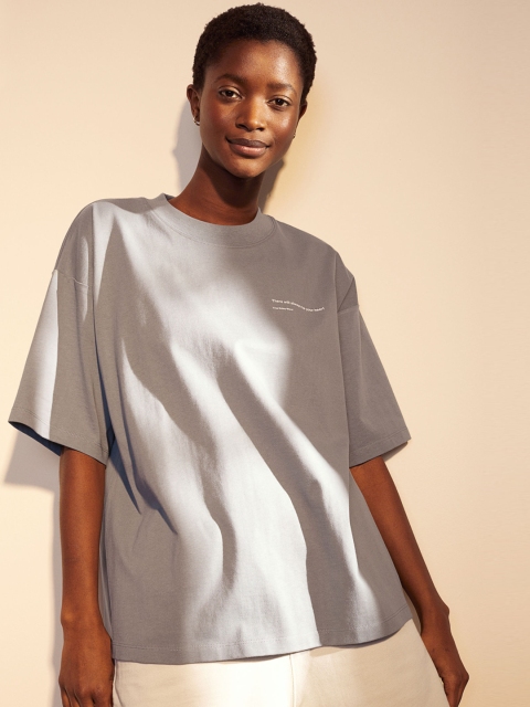 

H&M Women Grey Oversized T-shirt
