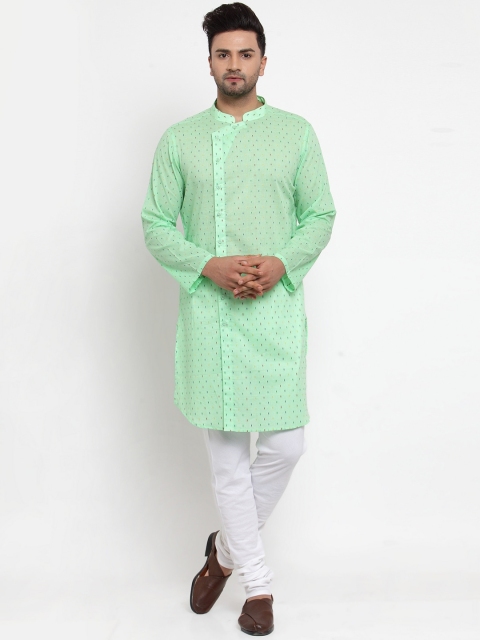 

NEUDIS Men Green Woven Design Straight Kurta